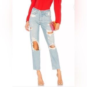 NWT GRLFRND The Helena Distressed Straight Leg Jeans